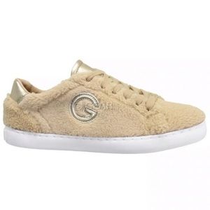 NEW GBG LOS ANGELES FAUX FUR SHERPA LOGO SNEAKER TAN SZ-8